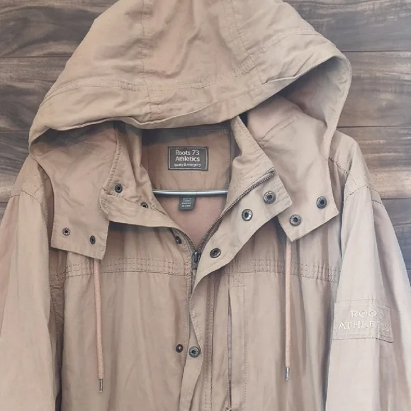 Roots 73 Athletics Hooded Field Jacket - Tan Khaki - Men’s Large - Picture 2 of 7